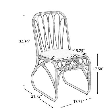 Outdoor PE Wicker Dining Chairs with Washable Cushion for Backyard (Set of 2)
