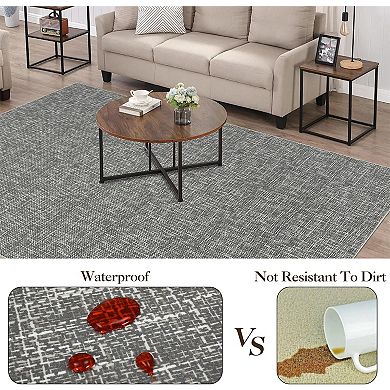 Area Rug, Non-Slip Low Pile Indoor Bedroom Rug Stain-Resistant Easy-Clean