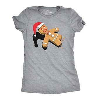 Womens Half-Eaten Gingerbread T Shirt Funny Christmas Cookies Tee