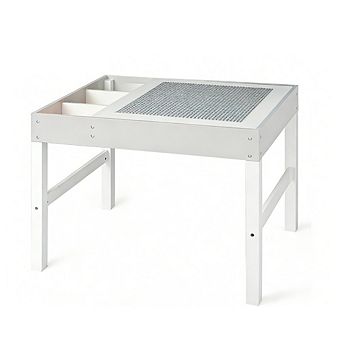 Gymax Kids Multi Activity Play Table 3 in 1 Wooden Building Block Desk w/ Storage Gift