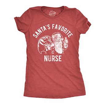 Womens Funny T Shirts Santas Favorite Nurse Sarcastic Christmas Graphic Novelty Tee For Ladies