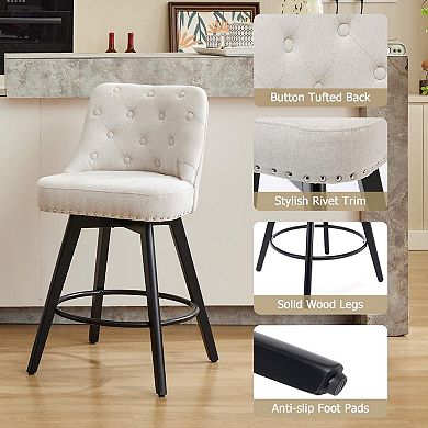 ANIXOL Swivel Linen Bar Stools Set of 2