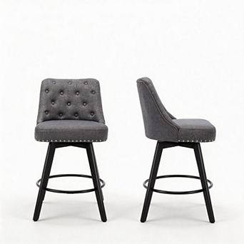 ANIXOL Swivel Linen Bar Stools Set of 2