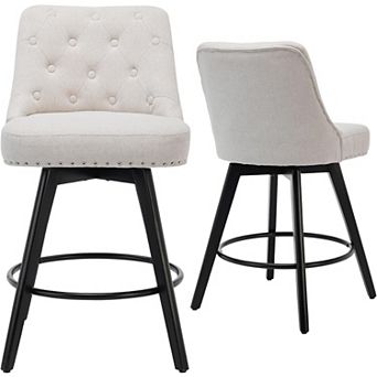 ANIXOL Swivel Linen Bar Stools Set of 2