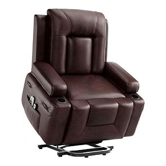 Power Lift Recliner Chair w/Heat Massage, PU Electric Lift Chair, 400Lb Heavy Duty