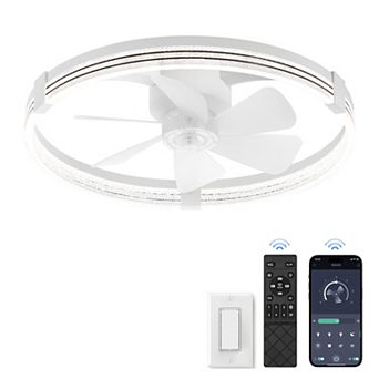 Hearthshire Low Profile Smart Ceiling Fan with Light, 6-Speed DC, 3 CCT, App & Remote