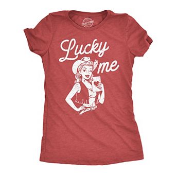Womens Funny T Shirts Lucky Me Sarcastic Western Valentines Day Tee For Ladies