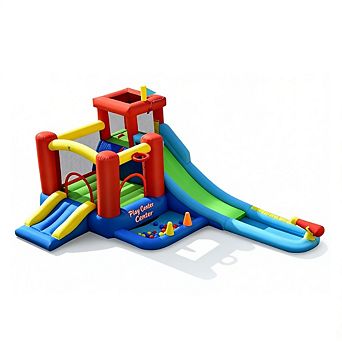 Gymax Kids Inflatable Bounce House Castle 9 in 1 Water Slide Park Without Blower