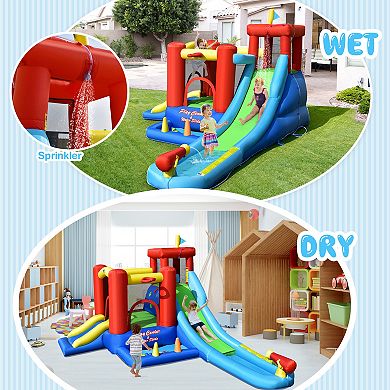 Gymax Kids Inflatable Bounce House Castle 9 in 1 Water Slide Park ...