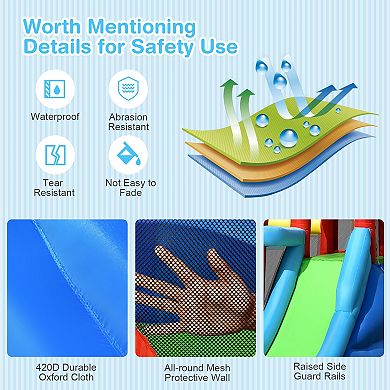 Gymax Kids Inflatable Bounce House Castle 9 in 1 Water Slide Park ...