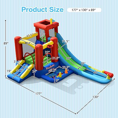 Gymax Kids Inflatable Bounce House Castle 9 in 1 Water Slide Park ...