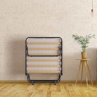 Gymax Folding Bed Rollaway Metal Guest Bed Sleeper Made in Italy w/ Memory Foam Mattress​