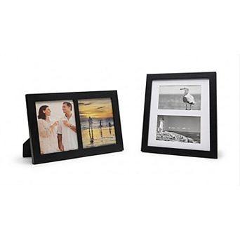 5x7 2-Opening & 8x10 2-Opening Black Wood Photo Frame Set of 2