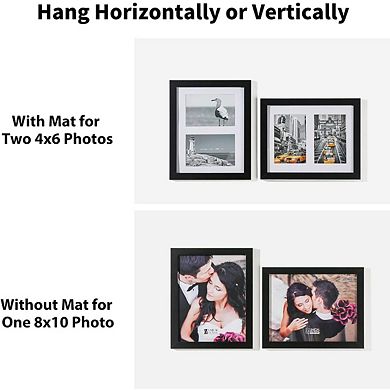 5x7 2-Opening & 8x10 2-Opening Black Wood Photo Frame Set of 2