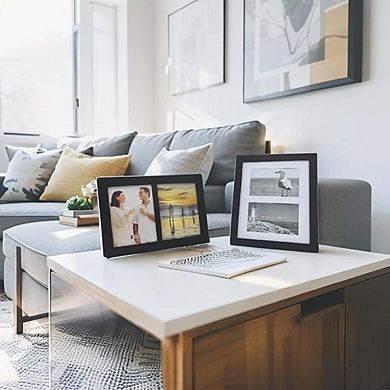 5x7 2-Opening & 8x10 2-Opening Black Wood Photo Frame Set of 2