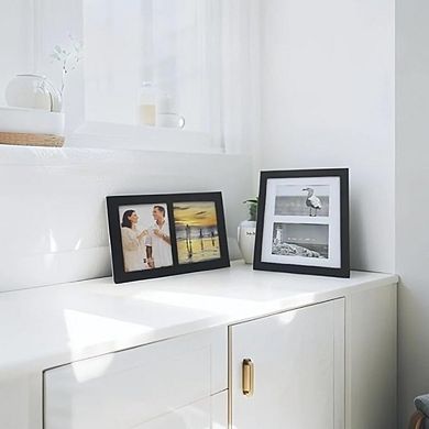 5x7 2-Opening & 8x10 2-Opening Black Wood Photo Frame Set of 2