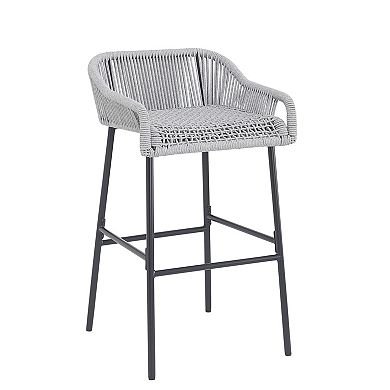 Outdoor Metal Bar Stools Chair with Rope Seat (Set of 2)