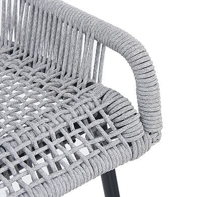 Outdoor Metal Bar Stools Chair with Rope Seat (Set of 2)