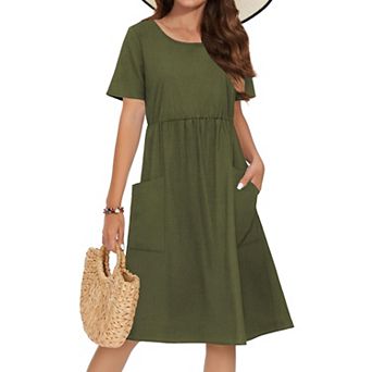 Zeagoo Women's Floral A-Line Midi Hawaiian Dress Petal Sleeve Modest Dresses