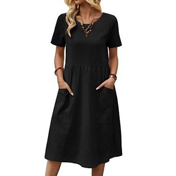 Zeagoo Women's Floral A-Line Midi Hawaiian Dress Petal Sleeve Modest Dresses