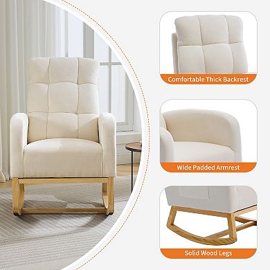 High Back Nursery Rocking Chair Glider Recliner with Footrest and Side Pocket