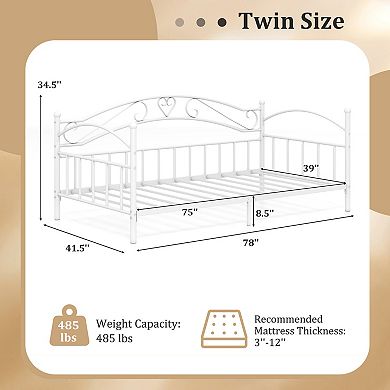 Gymax Metal Daybed Frame w/ Headboard for Bedroom Guest Room