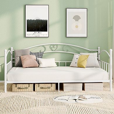 Gymax Metal Daybed Frame w/ Headboard for Bedroom Guest Room