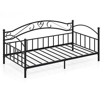 Gymax Metal Daybed Frame w/ Headboard for Bedroom Guest Room