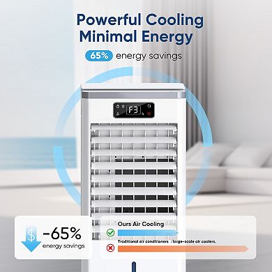 Circuit Terra 7.5L Evaporative Swamp Cooler with Remote LED Display & Rolling Wheels Gray