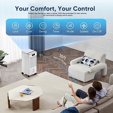 Circuit Terra 7.5L Evaporative Swamp Cooler with Remote LED Display & Rolling Wheels Gray