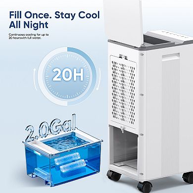 Circuit Terra 7.5L Evaporative Swamp Cooler with Remote LED Display & Rolling Wheels Gray