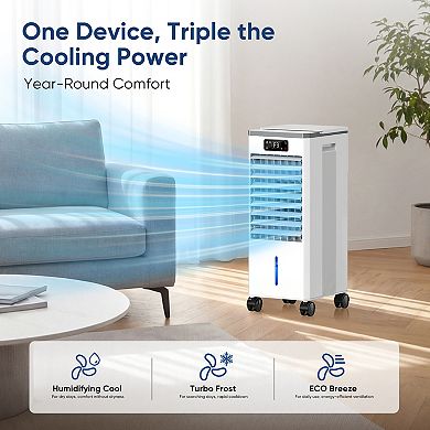 Circuit Terra 7.5L Evaporative Swamp Cooler with Remote LED Display & Rolling Wheels Gray