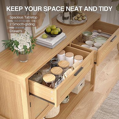 Entryway Console Buffet Table with Doors, Sofa Side Table with Large Storage for Living Room Hallway