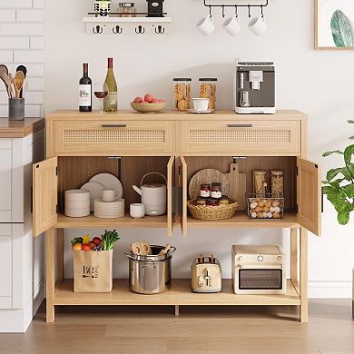 Entryway Console Buffet Table with Doors, Sofa Side Table with Large Storage for Living Room Hallway