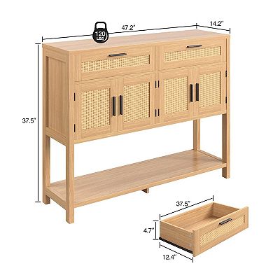 Entryway Console Buffet Table with Doors, Sofa Side Table with Large Storage for Living Room Hallway