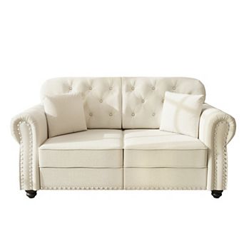 Merax Chesterfield Velvet Loveseat Sofa, Mid-Century Modern Button Tufted 2-Seat Sofa
