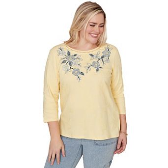 Women's Alfred Dunner Floral Embroidered Sunshine Top