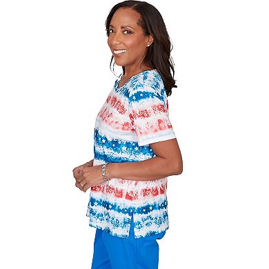 Women's Alfred Dunner Americana Tie Dye Stripes Graphic Tee