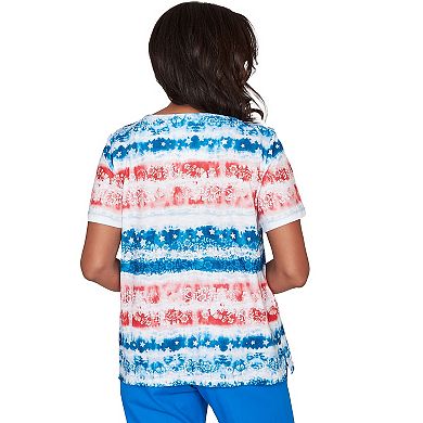 Women's Alfred Dunner Americana Tie Dye Stripes Graphic Tee
