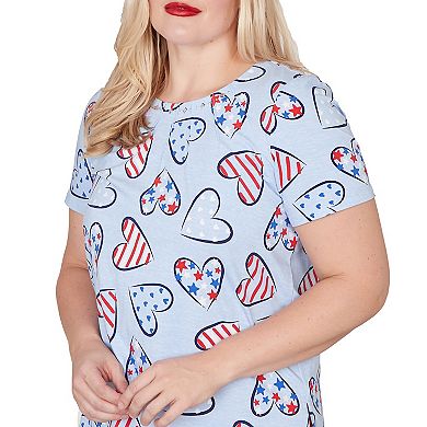 Women's Alfred Dunner American Flag Hearts Graphic Tee