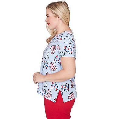 Women's Alfred Dunner American Flag Hearts Graphic Tee