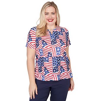 Women's Alfred Dunner American Flag Patchwork Graphic Tee