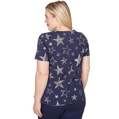 Women's Alfred Dunner Sparkling Foil Stars Graphic Tee