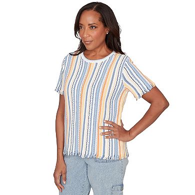Women's Alfred Dunner Textured Fringe Stripe Top