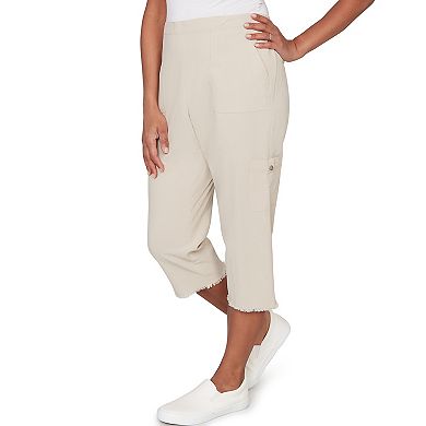 Women's Alfred Dunner Fringe Denim Patch Pocket Capris