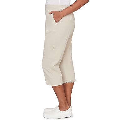 Women's Alfred Dunner Fringe Denim Patch Pocket Capris
