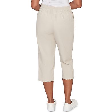 Women's Alfred Dunner Fringe Denim Patch Pocket Capris