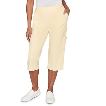 Women's Alfred Dunner Fringe Denim Patch Pocket Capris
