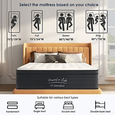 10 Inch Hybrid Mattress, Individually Pocketed Innerspring, Medium Firm