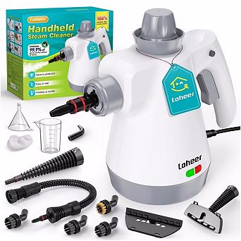 LOHEER 1000W Handheld Steam Cleaner 3-Min Heat Up, 230°F Steam, 12 Accessories, Safety Lock